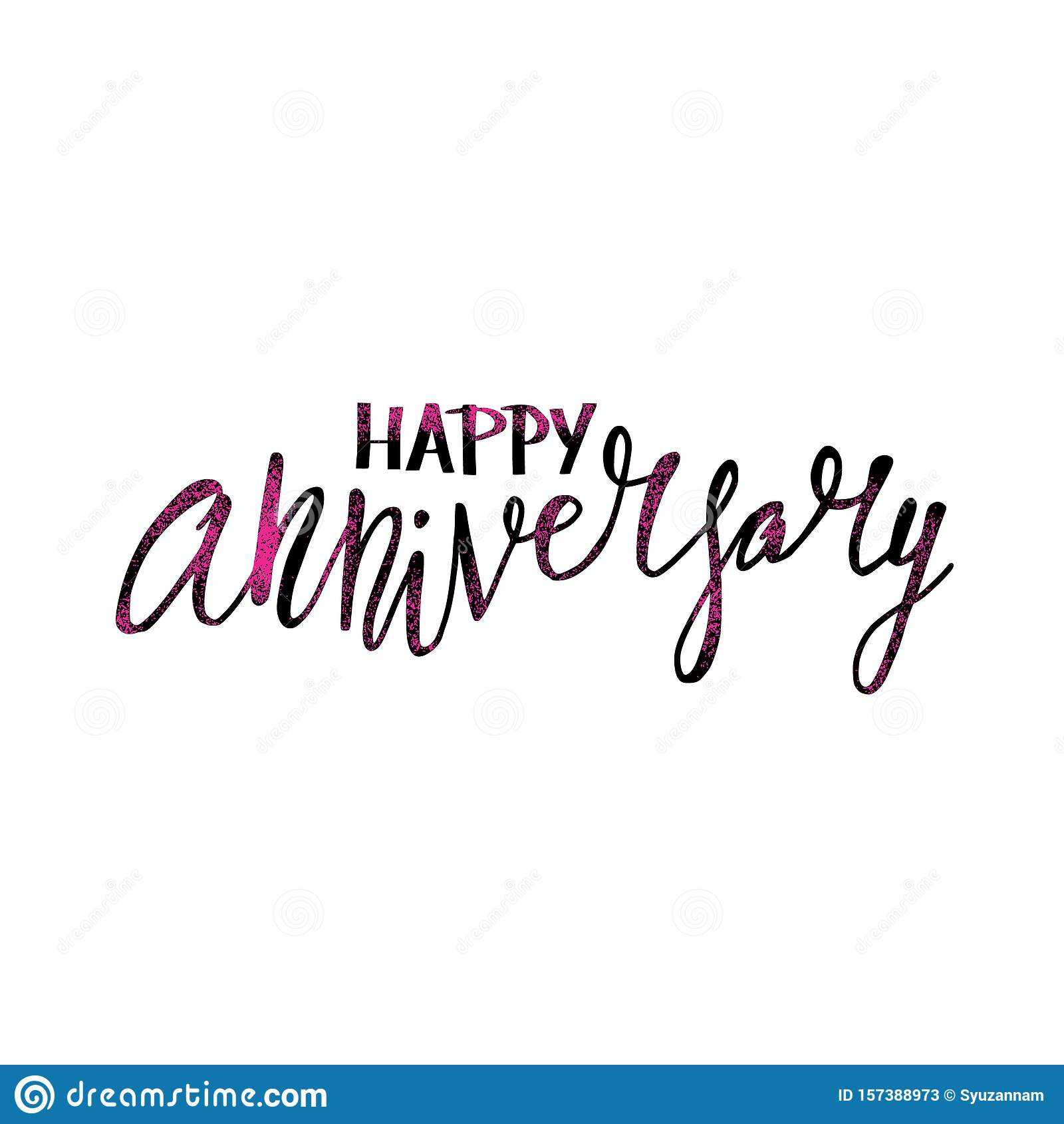 Happy Anniversary Text. Vector Word With Decor Stock Vector With Word Anniversary Card Template