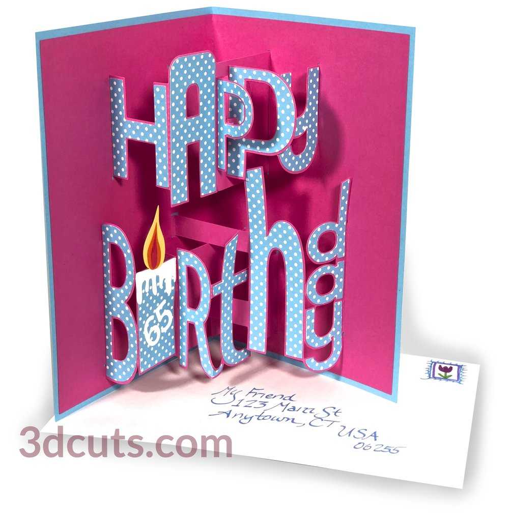 Happy Birthday Card – Whimsy Font  Pop Up — 3Dcuts Intended For Happy Birthday Pop Up Card Free Template