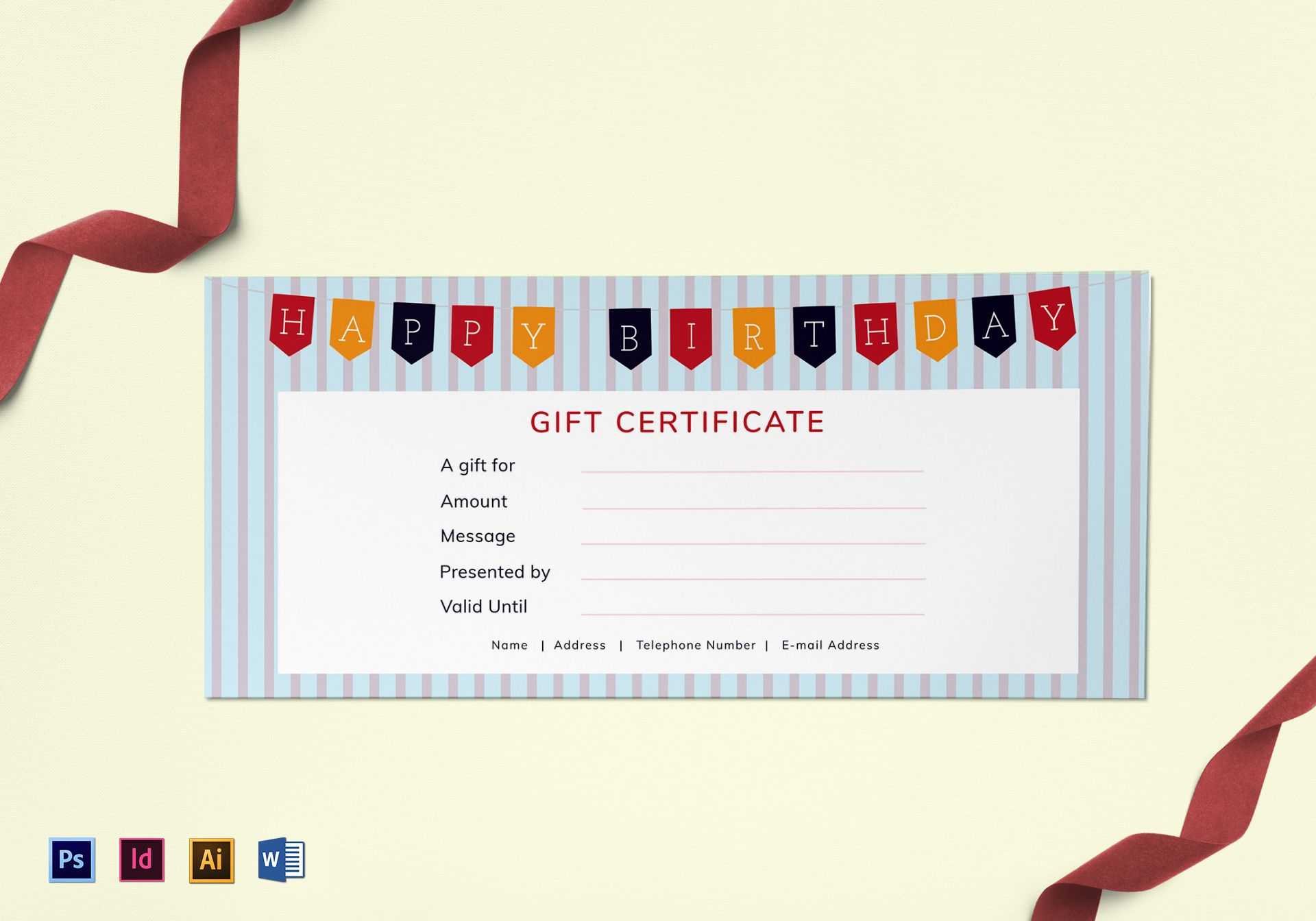 Happy Birthday Gift Certificate Template Regarding Gift Card Template Illustrator