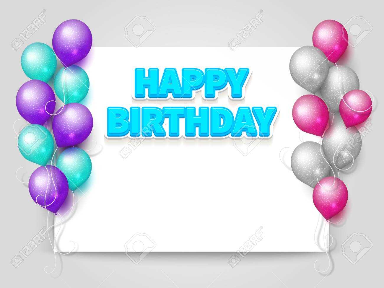 Happy Birthday Greeting Card Vector Template With Blank Paper.. With Free Printable Blank Greeting Card Templates