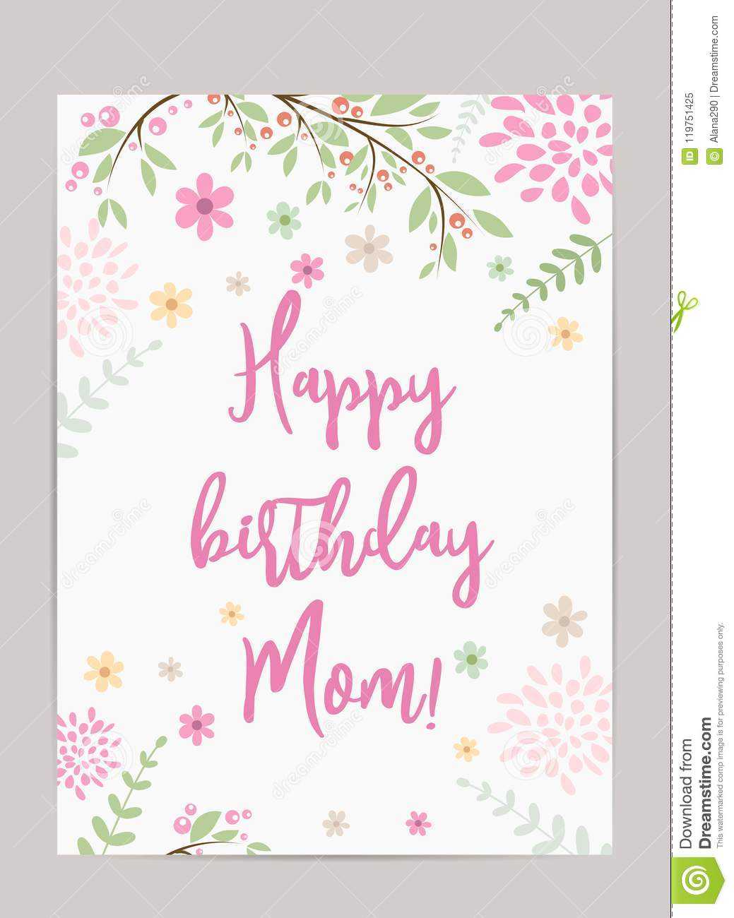 Happy Birthday Mom! Greeting Card Stock Vector In Mom Birthday Card Template