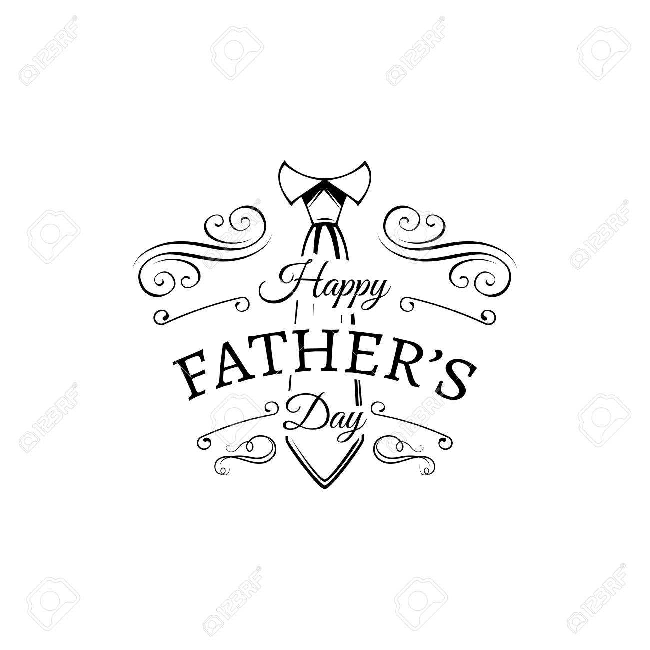 Happy Fathers Day Card Design With Necktie Vector Illustration Inside Fathers Day Card Template