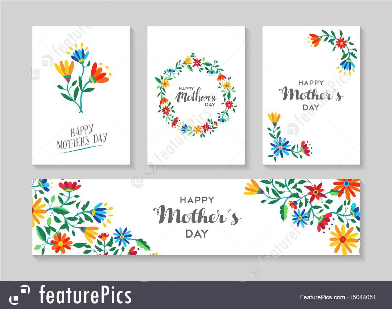 Happy Mother's Day Card And Label Floral Set Stock Illustration I5044051 At  Featurepics Regarding Mothers Day Card Templates
