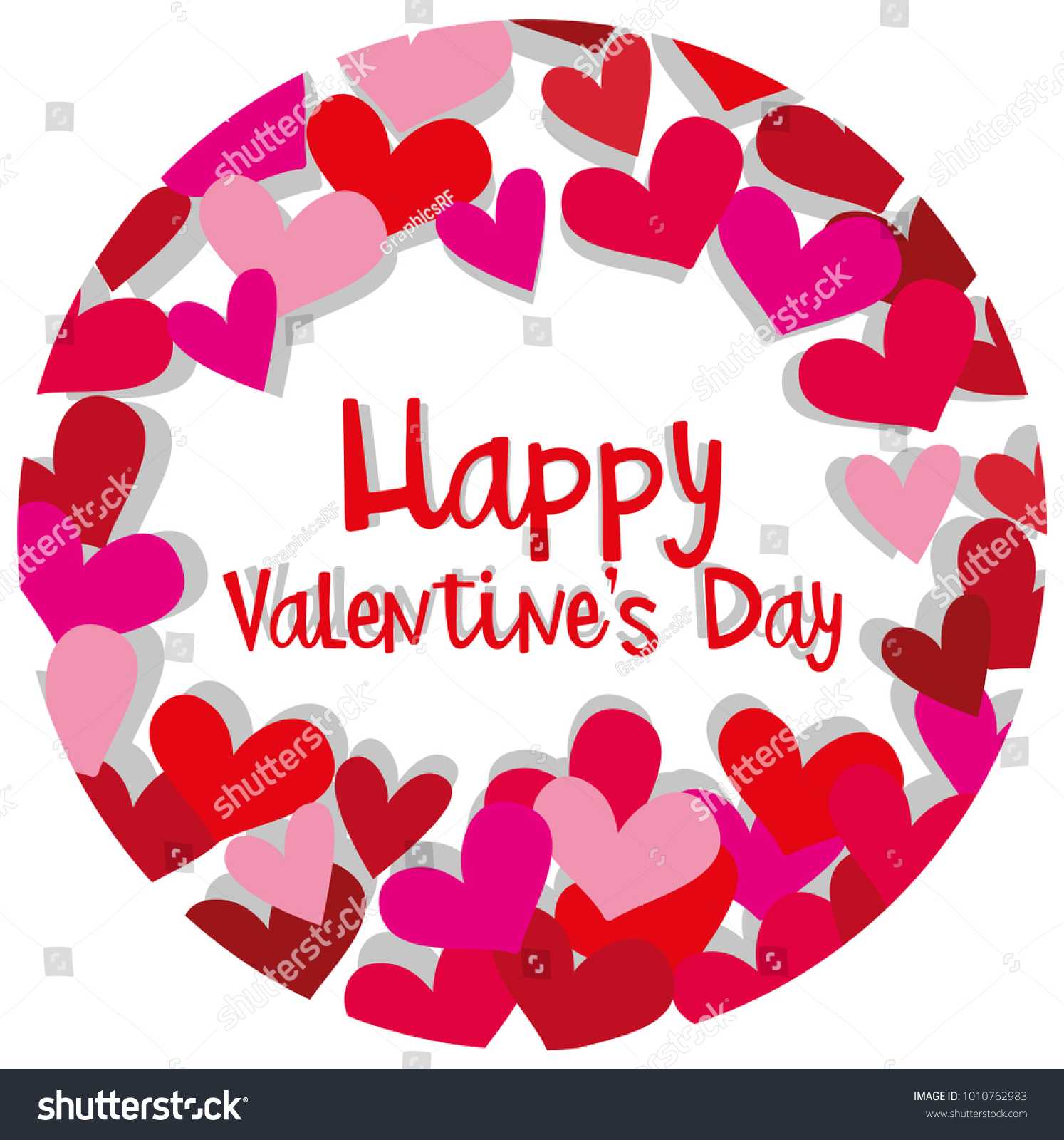 Happy Valentine Card Template Hearts Red Stock Vector Pertaining To Valentine Card Template Word