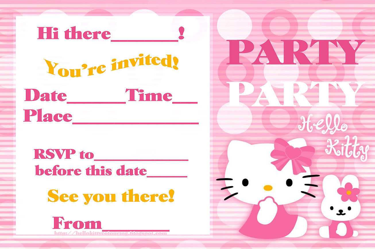 Hello Kitty Birthday Invitation Cards Free Throughout Hello Kitty Birthday Card Template Free