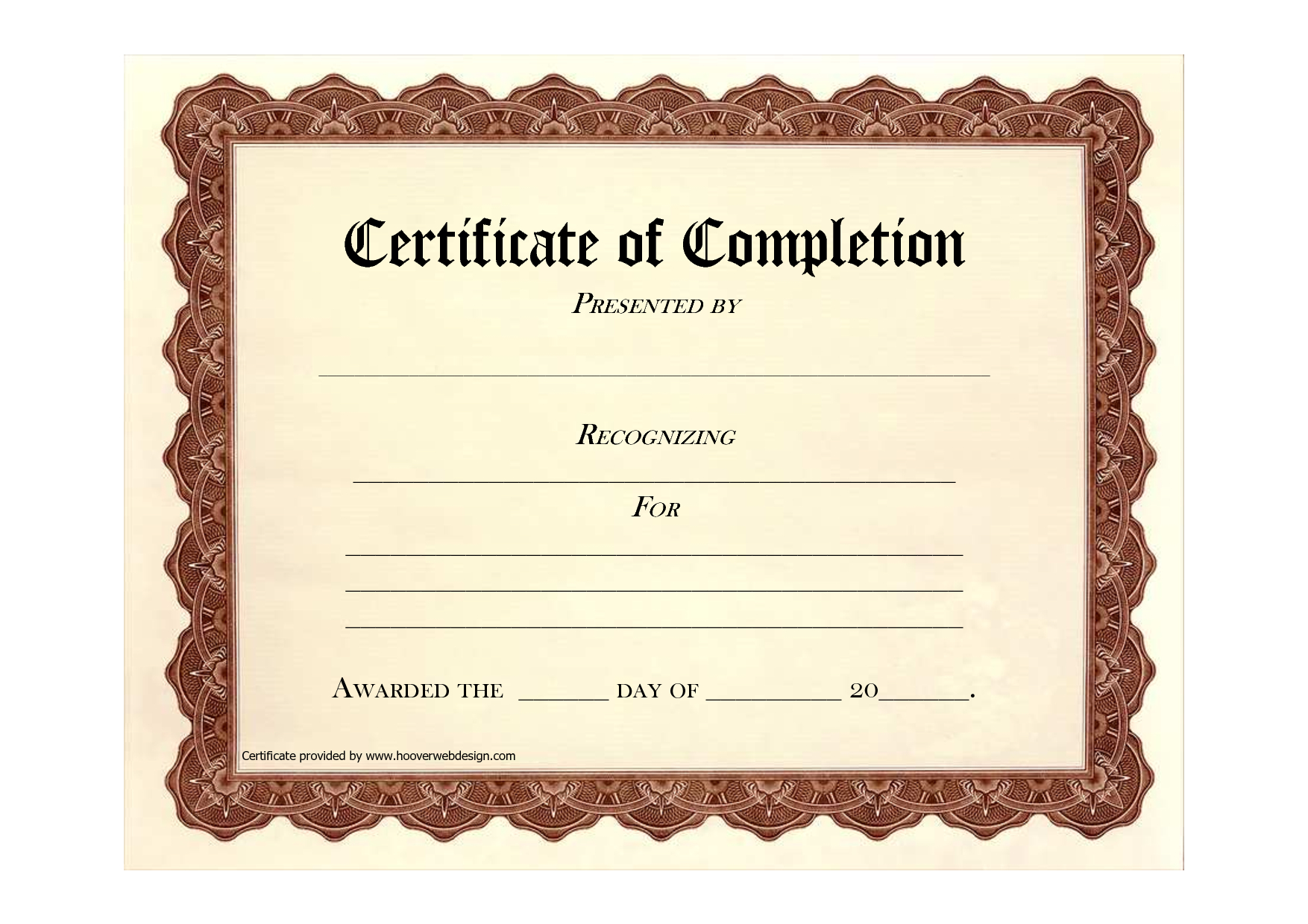 High Quality Certificate Of Completion Program Template Pertaining To Certificate Of Completion Template Word
