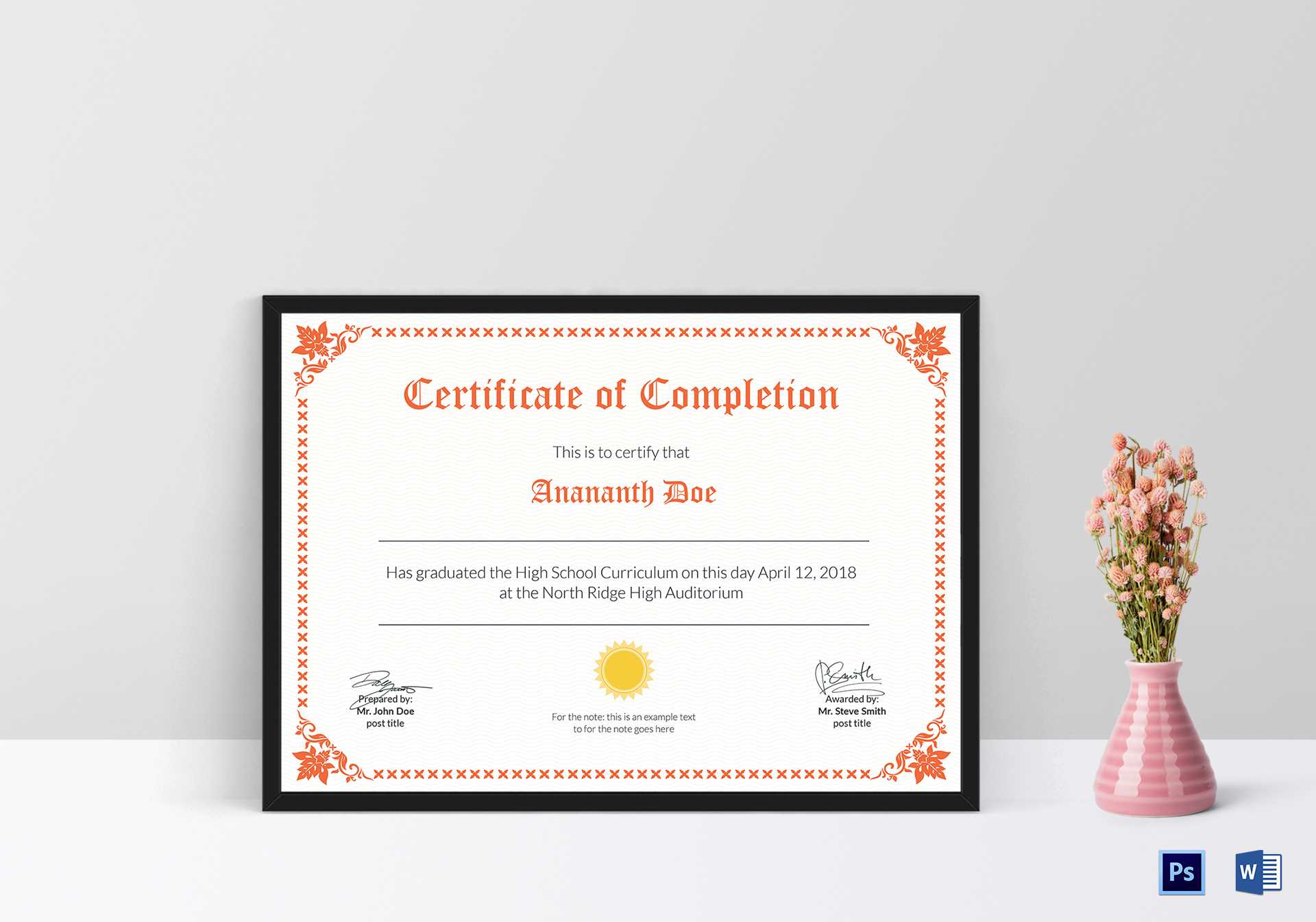 High School Diploma Certificate Template Inside Graduation Certificate Template Word