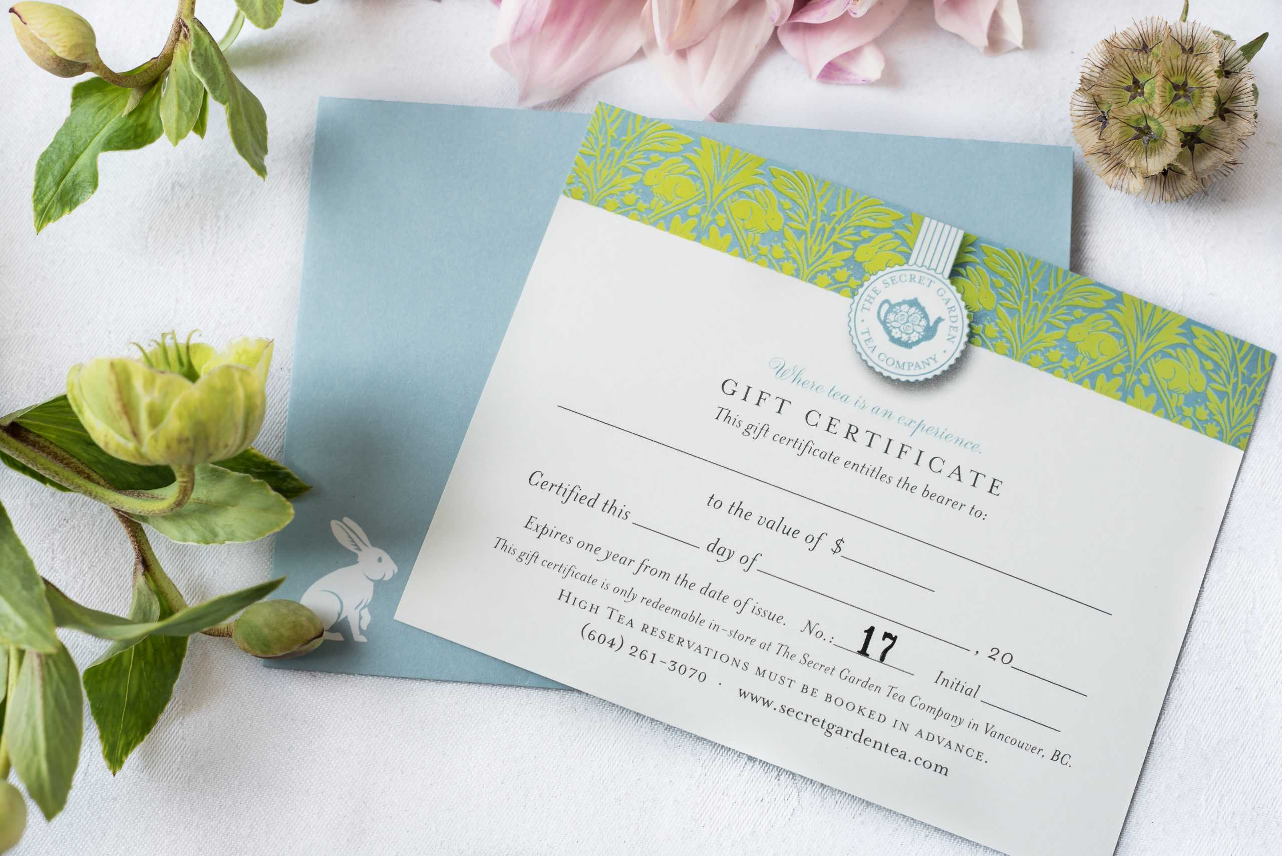 High Tea For Two Gift Certificate With This Entitles The Bearer To Template Certificate