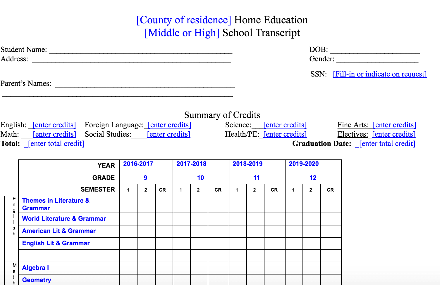 Homeschool Transcript Services And Report Cards Now For Homeschool Middle School Report Card Template