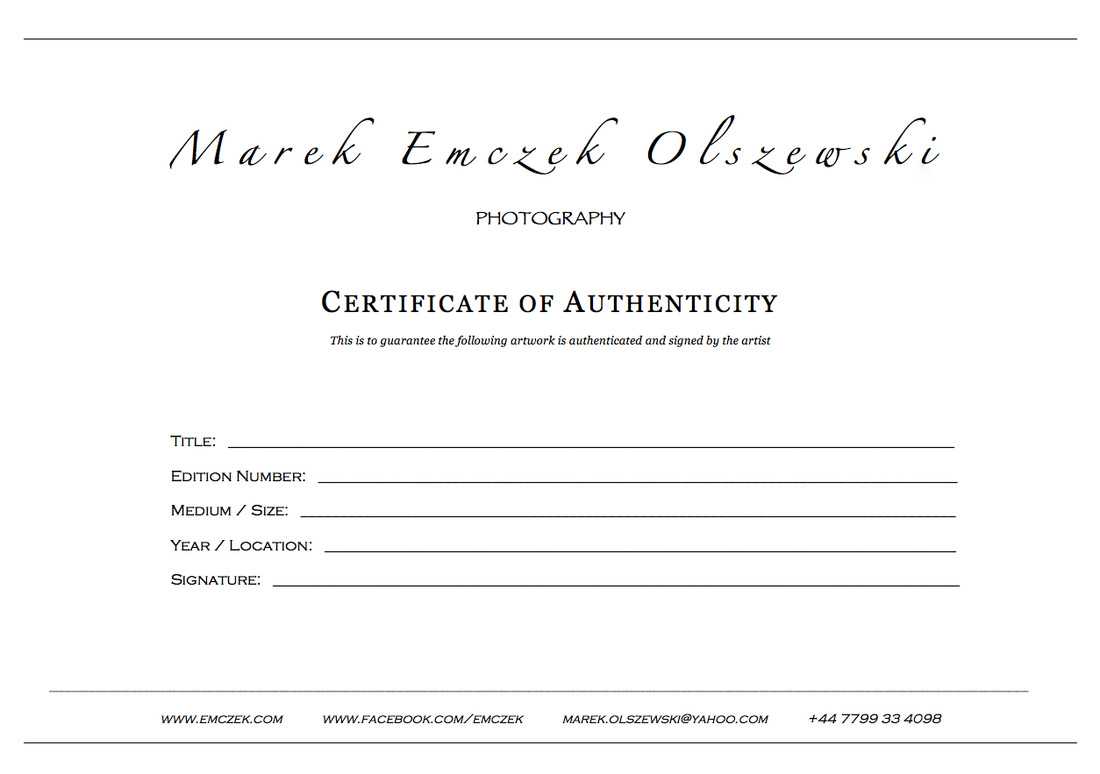 How To Create A Certificate Of Authenticity For Your Photography Pertaining To Photography Certificate Of Authenticity Template