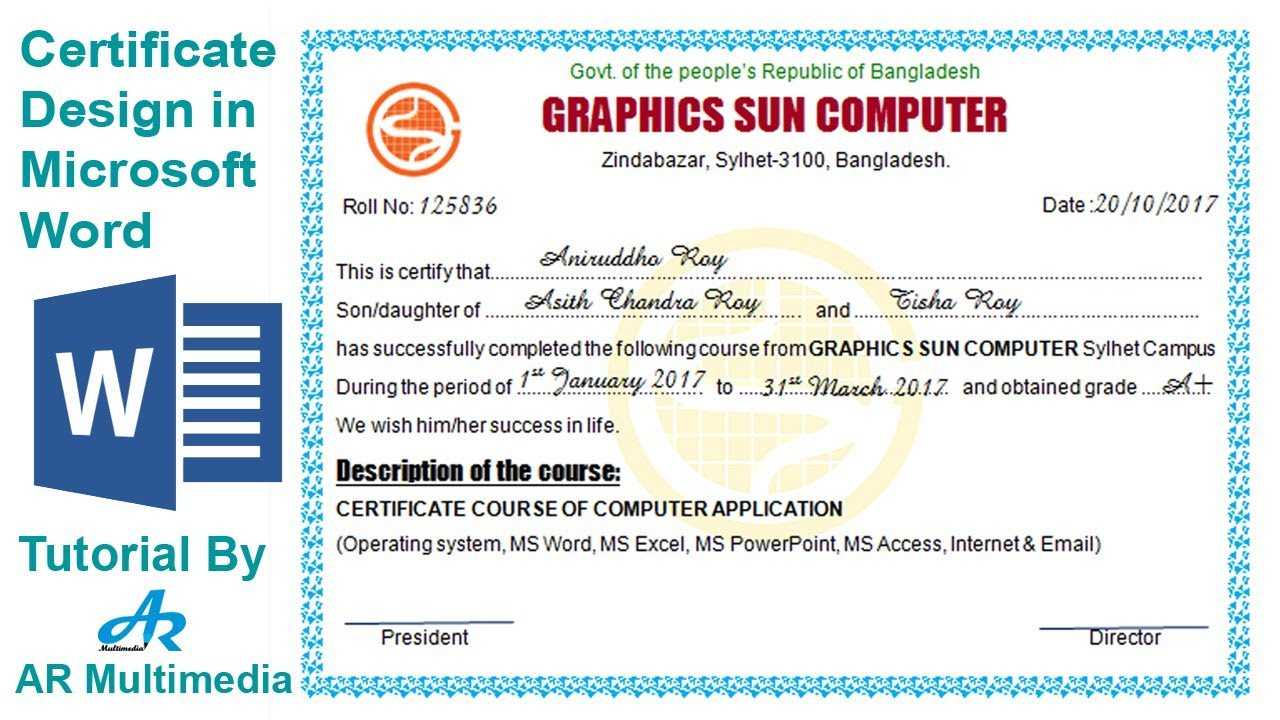 How To Create Professional Certificate In Word 2010|Certificate Design In  Microsoft Word 2013 In Training Certificate Template Word Format