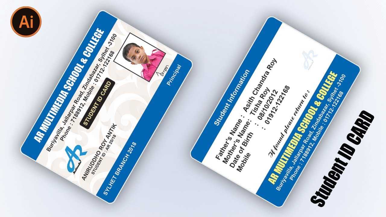 How To Create Student Id Card Design In Illustrator Cc 2018|School Id Card  Design In Illustrator Cc In College Id Card Template Psd