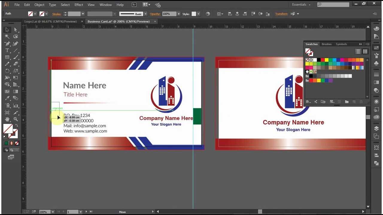 How To Design A Double Sided Business Card In Adobe Illustrator Cc, Cs6, Cs5 For 2 Sided Business Card Template Word