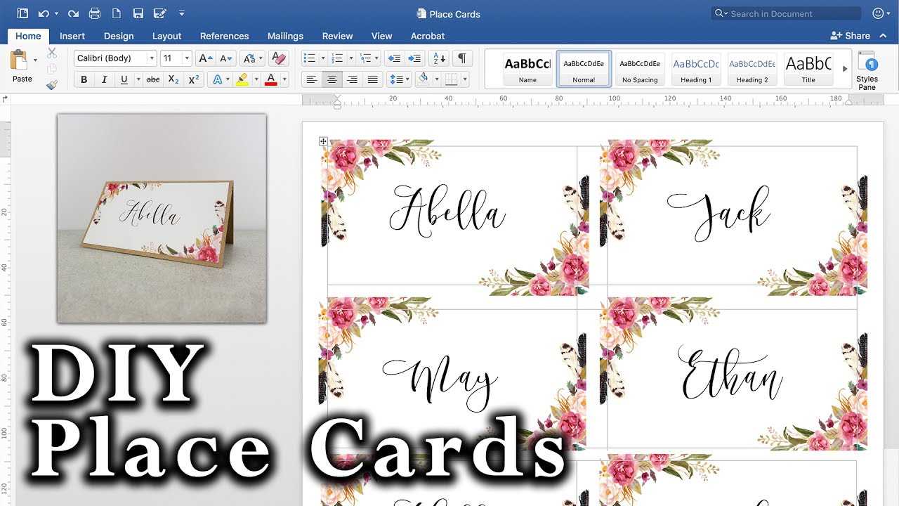 How To Make Diy Place Cards With Mail Merge In Ms Word And Adobe Illustrator With Table Place Card Template Free Download