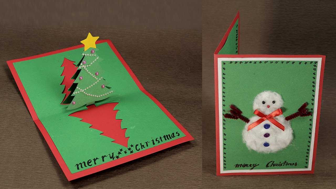 How To Make Diy Pop Up Christmas Card With Tree And Snowman Throughout Diy Christmas Card Templates