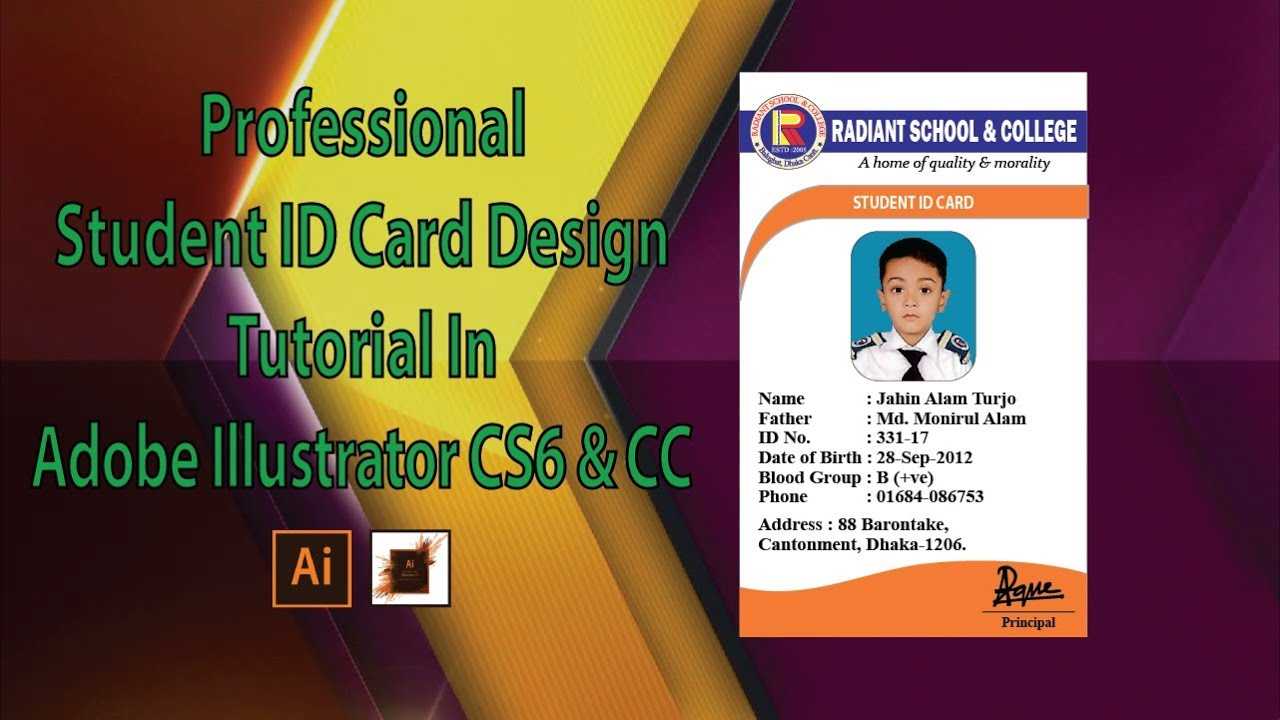 How To Professional Student Id Card Design Tutorial In Adobe Illustrator  Cs6 & Cc Pertaining To High School Id Card Template