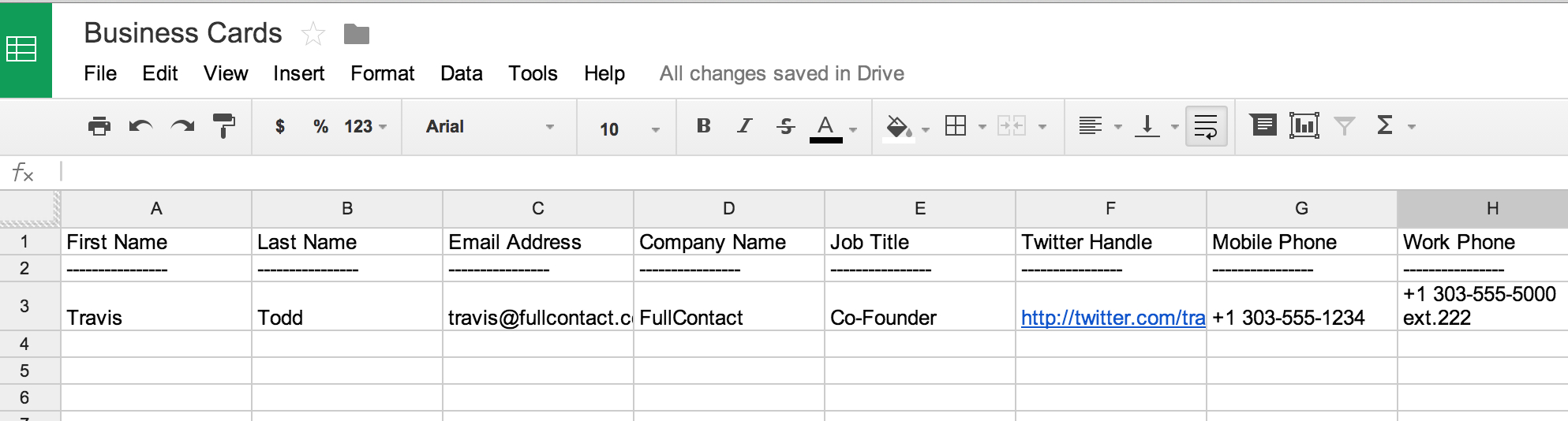 How To Scan Business Cards Into A Spreadsheet With Google Docs Business Card Template