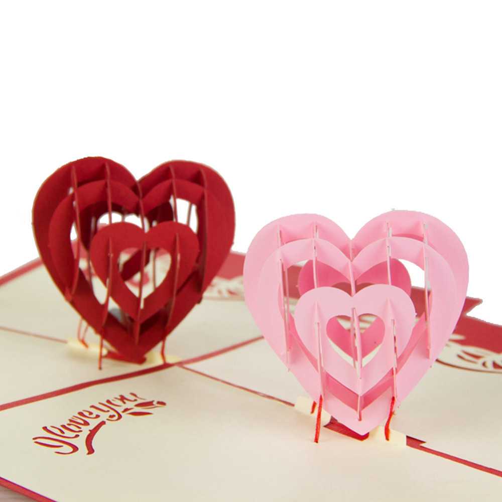 I Love You" Red Heart Design Handmade Creative Kirigami For I Love You Pop Up Card Template