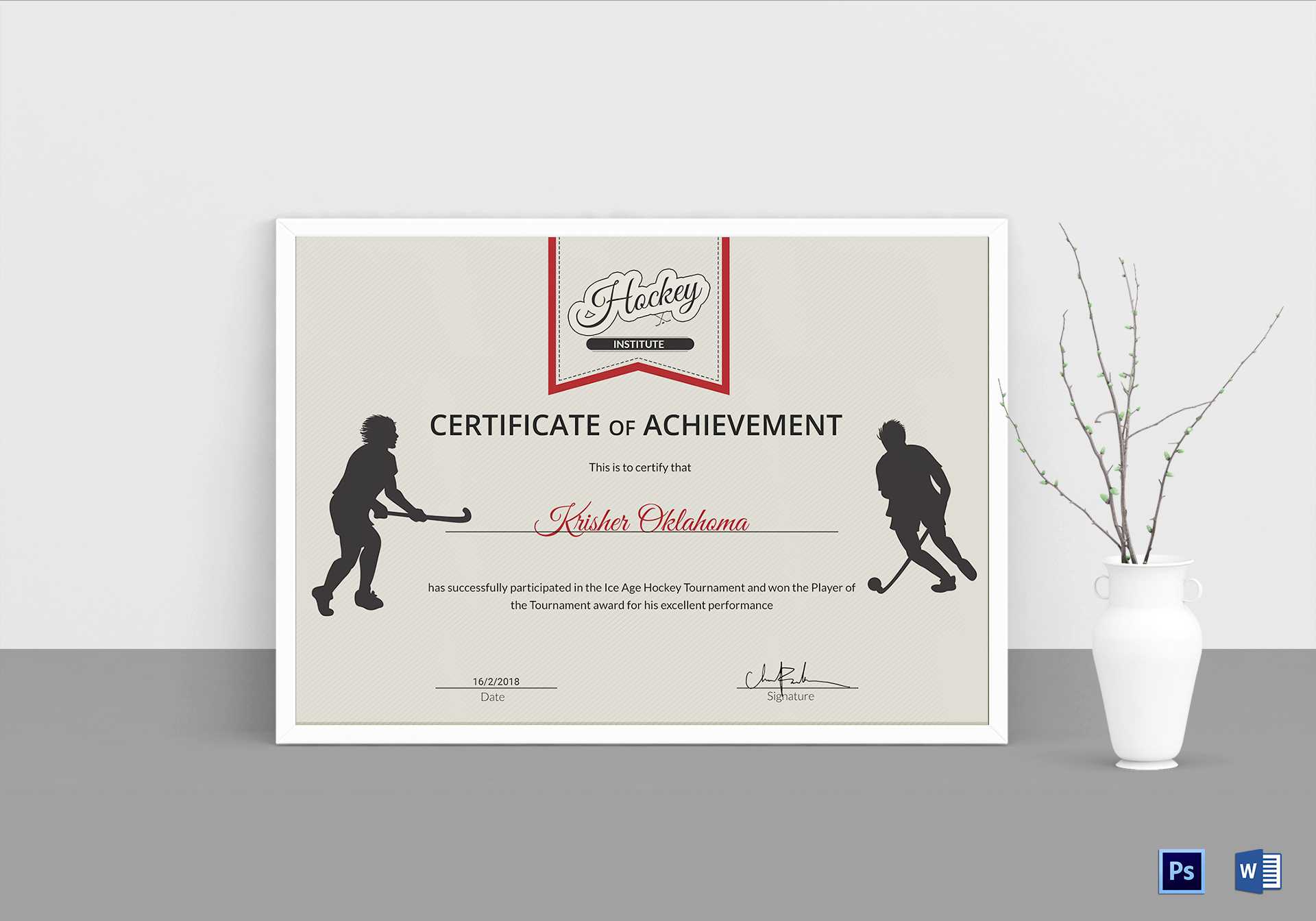 Ice Hockey Achievement Certificate Template With Hockey Certificate Templates
