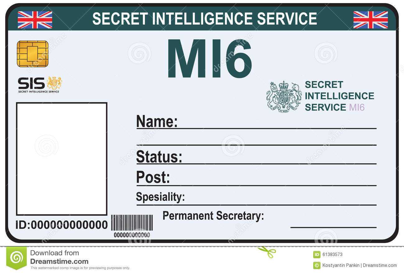 Identity A Secret Agent Of Mi 6 Stock Vector - Illustration Regarding Mi6 Id Card Template