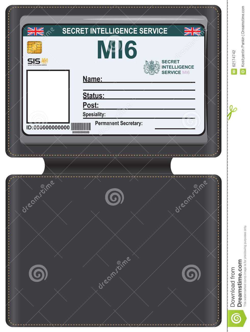 Identity Mi6 In A Leather Carrying Case Stock Vector For Mi6 Id Card Template