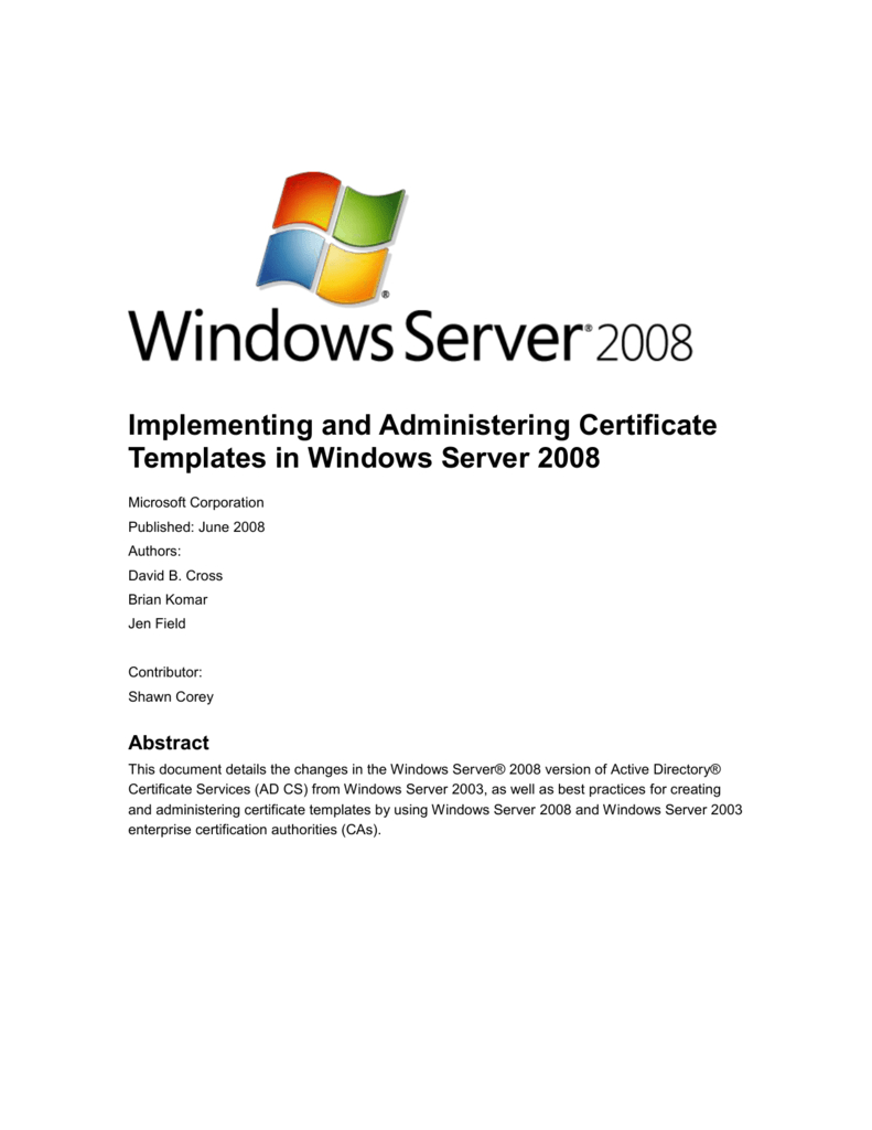 Implementing And Administering Certificate Templates Intended For Active Directory Certificate Templates