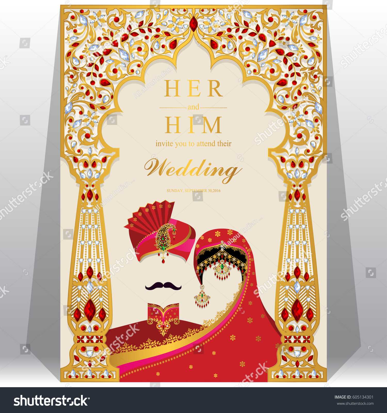 Indian Wedding Invitation Card Templates Gold Stock Vector With Regard To Indian Wedding Cards Design Templates