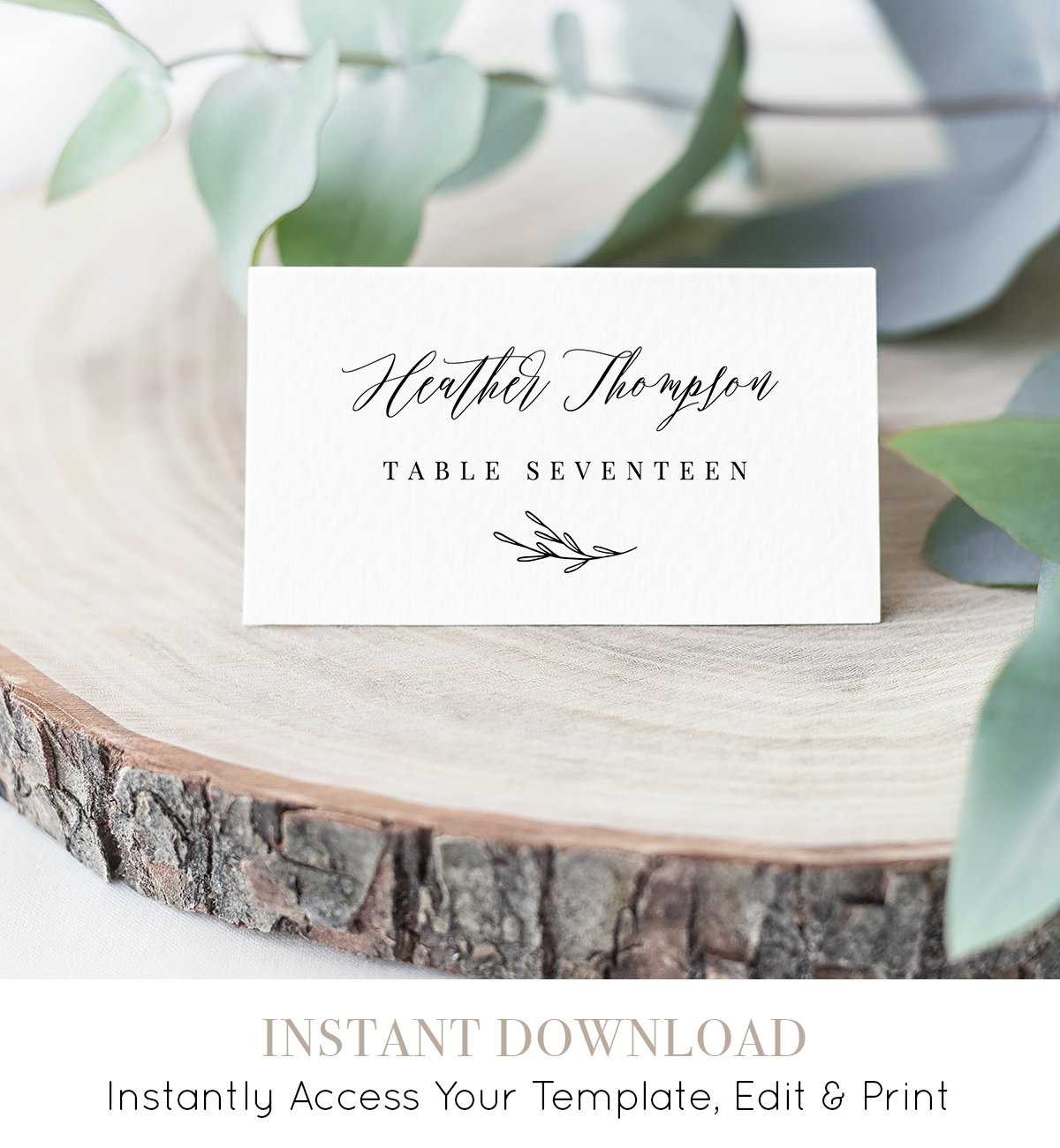 Instant Download, Wedding Place Card Printable, Escort Throughout Printable Escort Cards Template