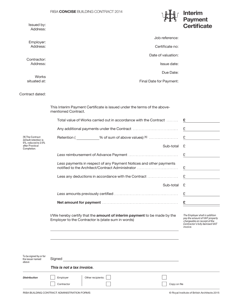 Interim Payment - Fill Online, Printable, Fillable, Blank Intended For Construction Payment Certificate Template
