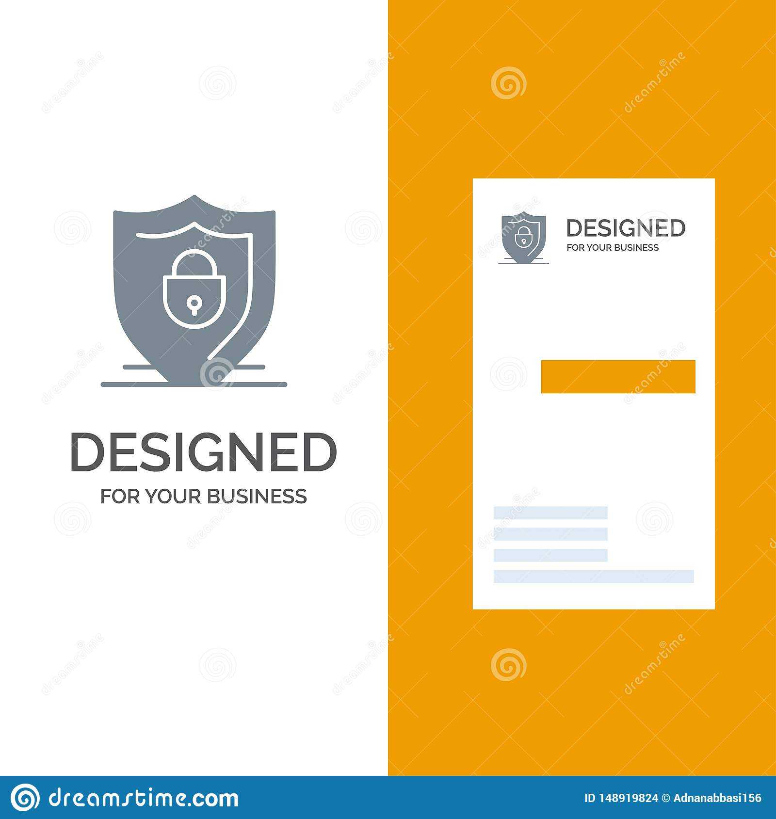 Internet, Shield, Lock, Security Grey Logo Design And Inside Shield Id Card Template