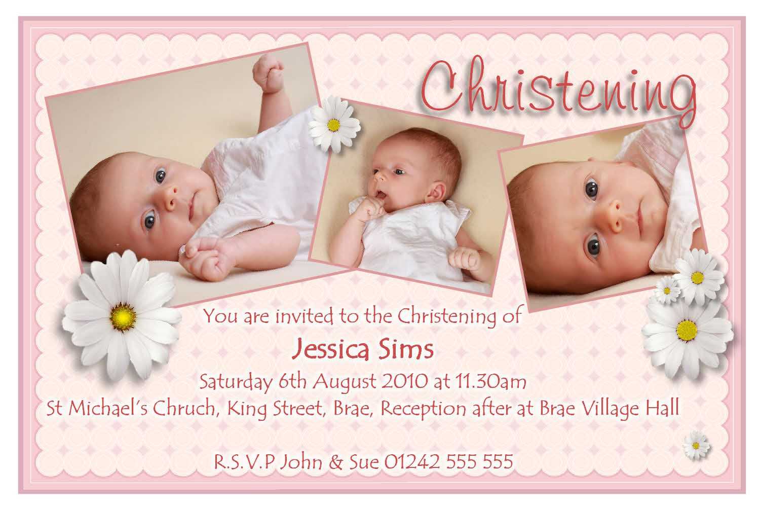 Invitation Card For Christening Samples Throughout Baptism Invitation Card Template