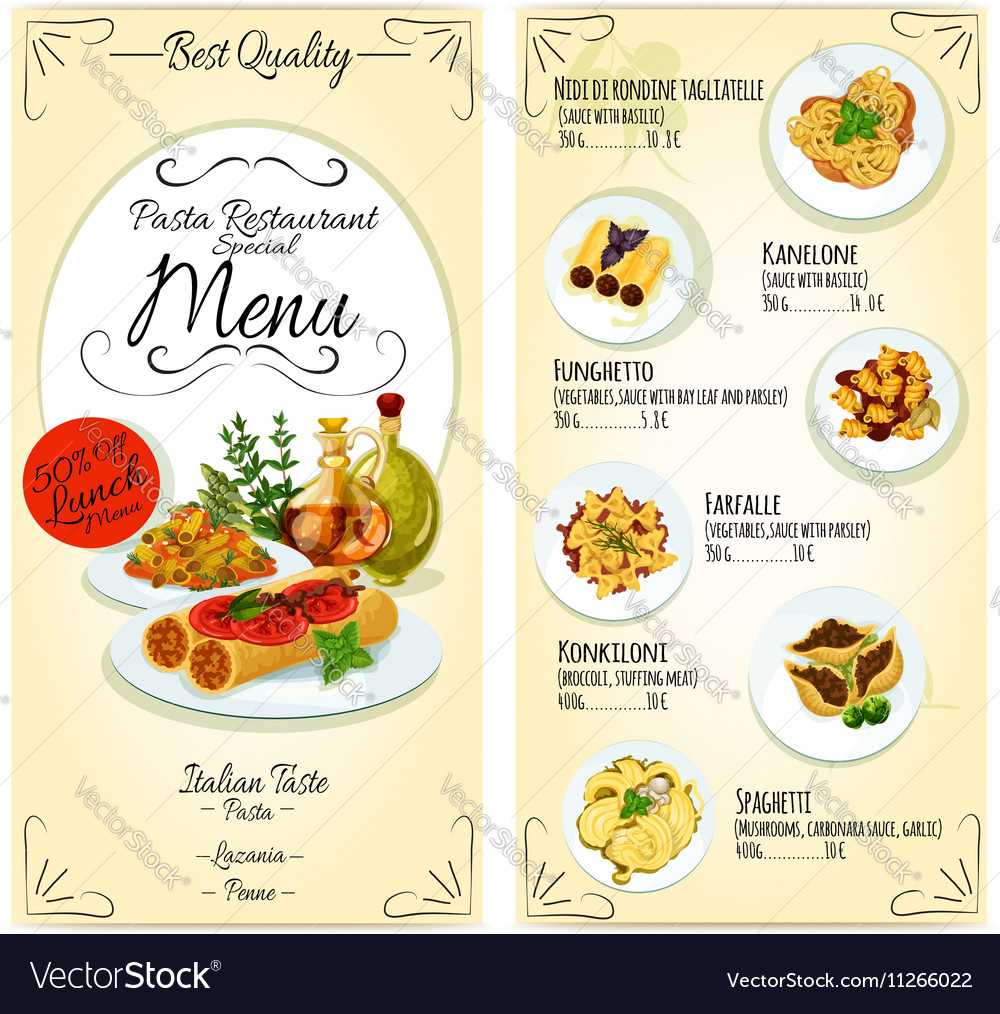 Italian Pasta Restaurant Menu Card Template Pertaining To Frequent Diner Card Template