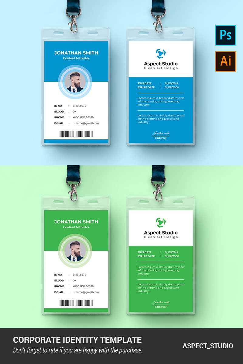 Jonathan Smith Employee Id Card Corporate Identity Template With Regard To Work Id Card Template