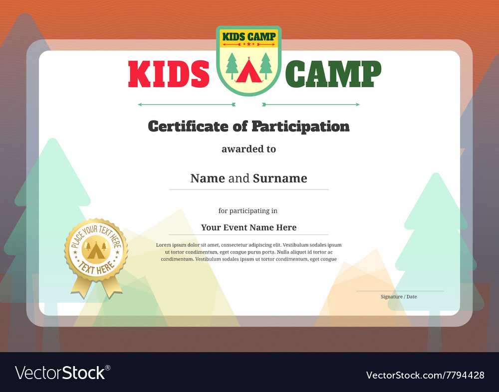 Kid Certificate Of Participation Template For Camp With Regard To Boot Camp Certificate Template