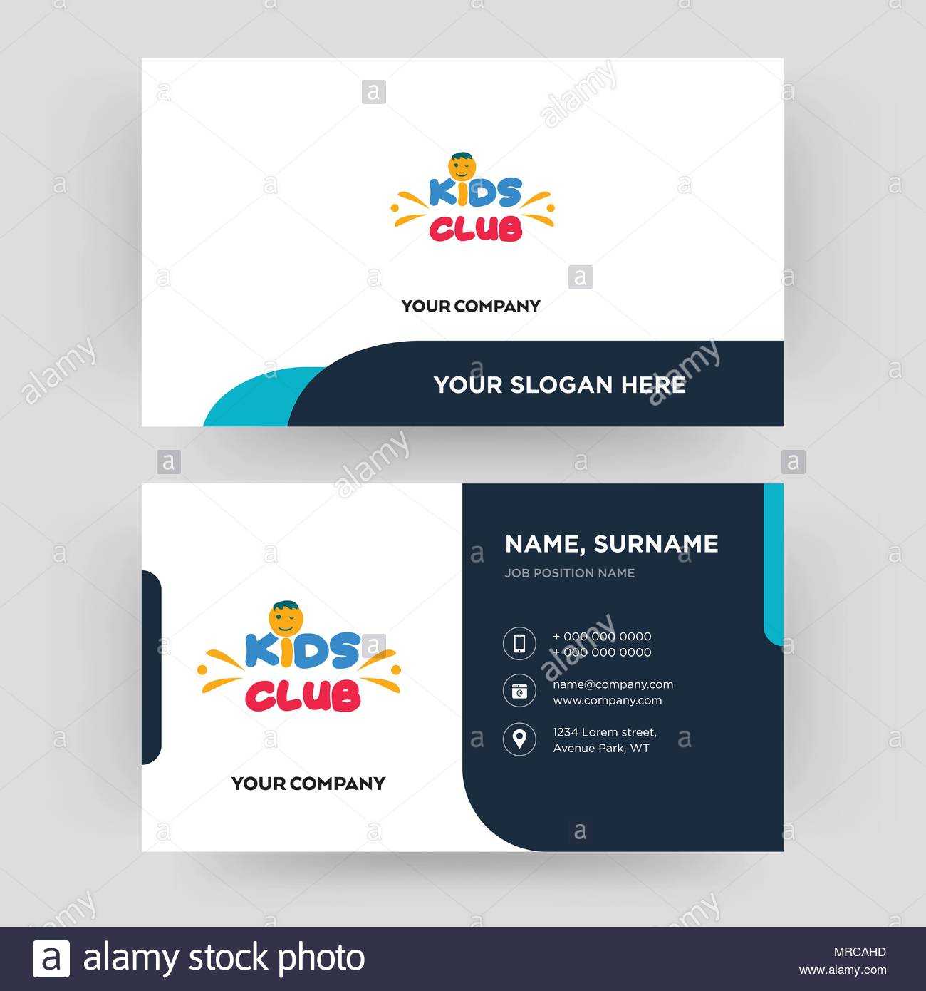 Kids Club, Business Card Design Template, Visiting For Your Inside Id Card Template For Kids