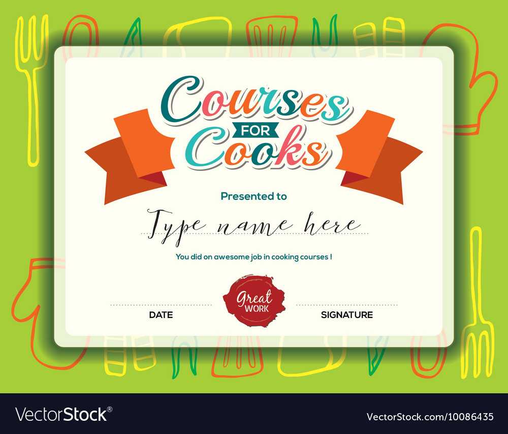 Kids Cooking Courses Certificate Design Template With Regard To Good Job Certificate Template