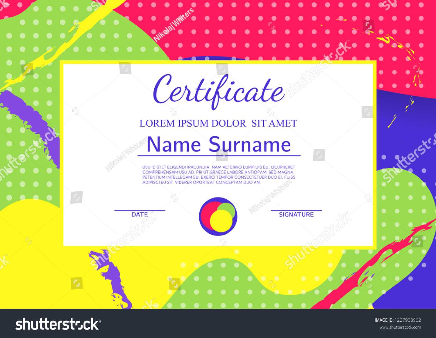 Kids Diploma Certificate Template Abstract Shapes | Business For Fun Certificate Templates