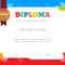 Kids Diploma Or Certificate Template With Colorful Background Pertaining To Free Kids Certificate Templates