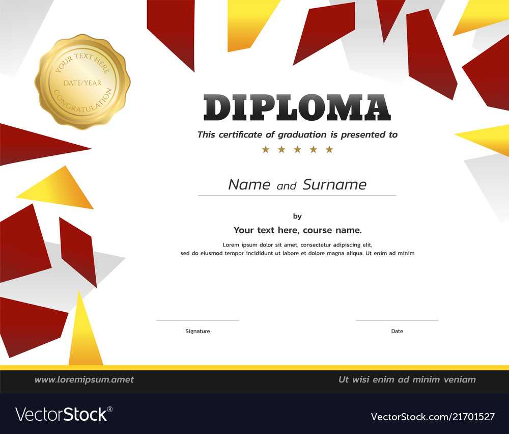 Kids Diploma Or Certificate Template With Gold Regarding Softball Award Certificate Template
