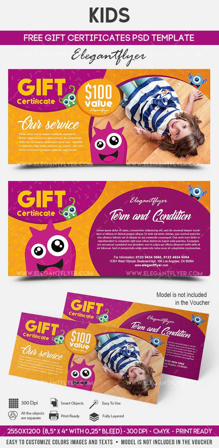 Kids – Free Gift Certificate Psd Template On Behance Throughout Kids Gift Certificate Template