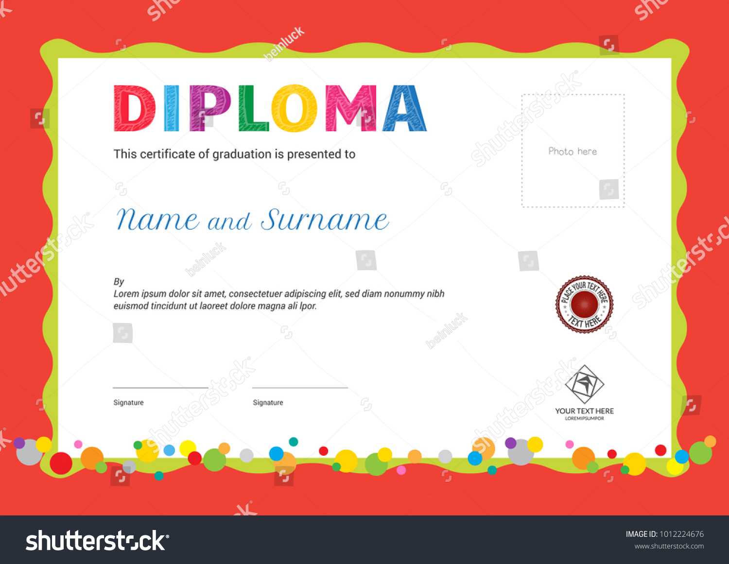 Kids Summer Camp Diploma Certificate Template | Royalty Free For Summer Camp Certificate Template
