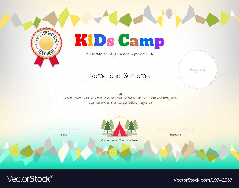 Kids Summer Camp Diploma Or Certificate Template Regarding Summer Camp Certificate Template