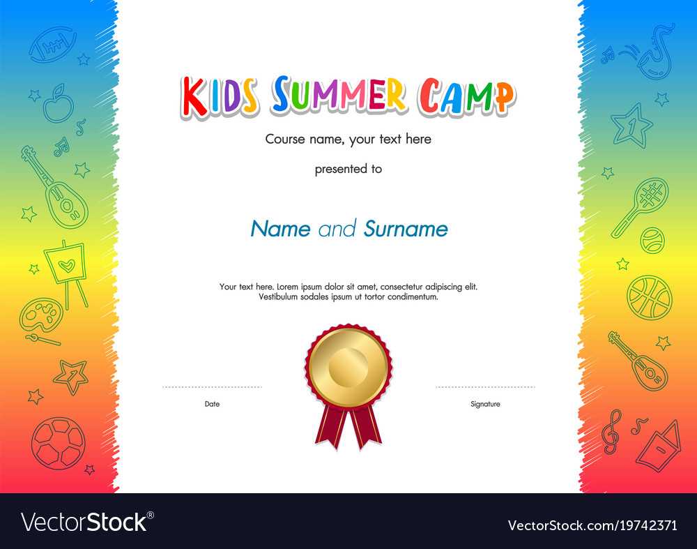 Kids Summer Camp Diploma Or Certificate Template Within Summer Camp Certificate Template