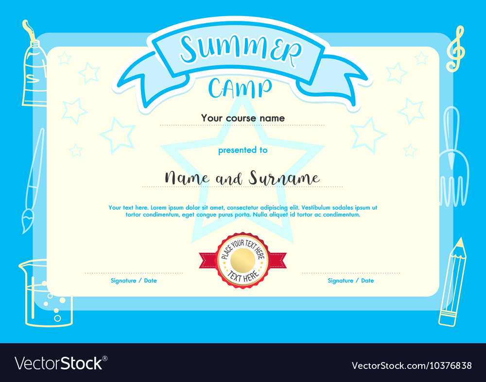 Kids Summer Camp Document Certificate Template In Summer Camp Certificate Template