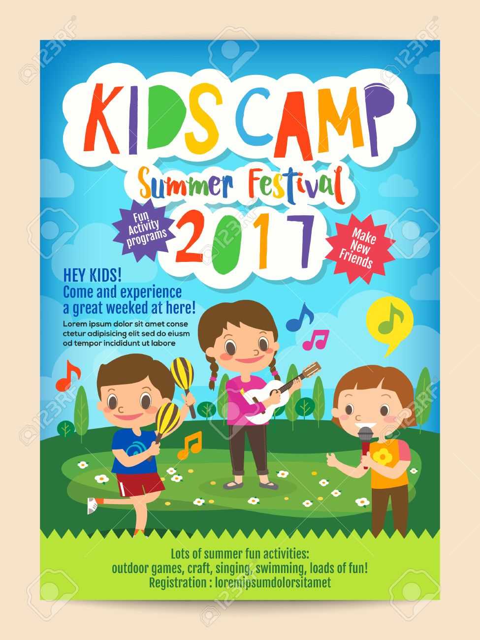 Kids Summer Camp Education Advertising Poster Flyer Template.. Within Summer Camp Brochure Template Free Download