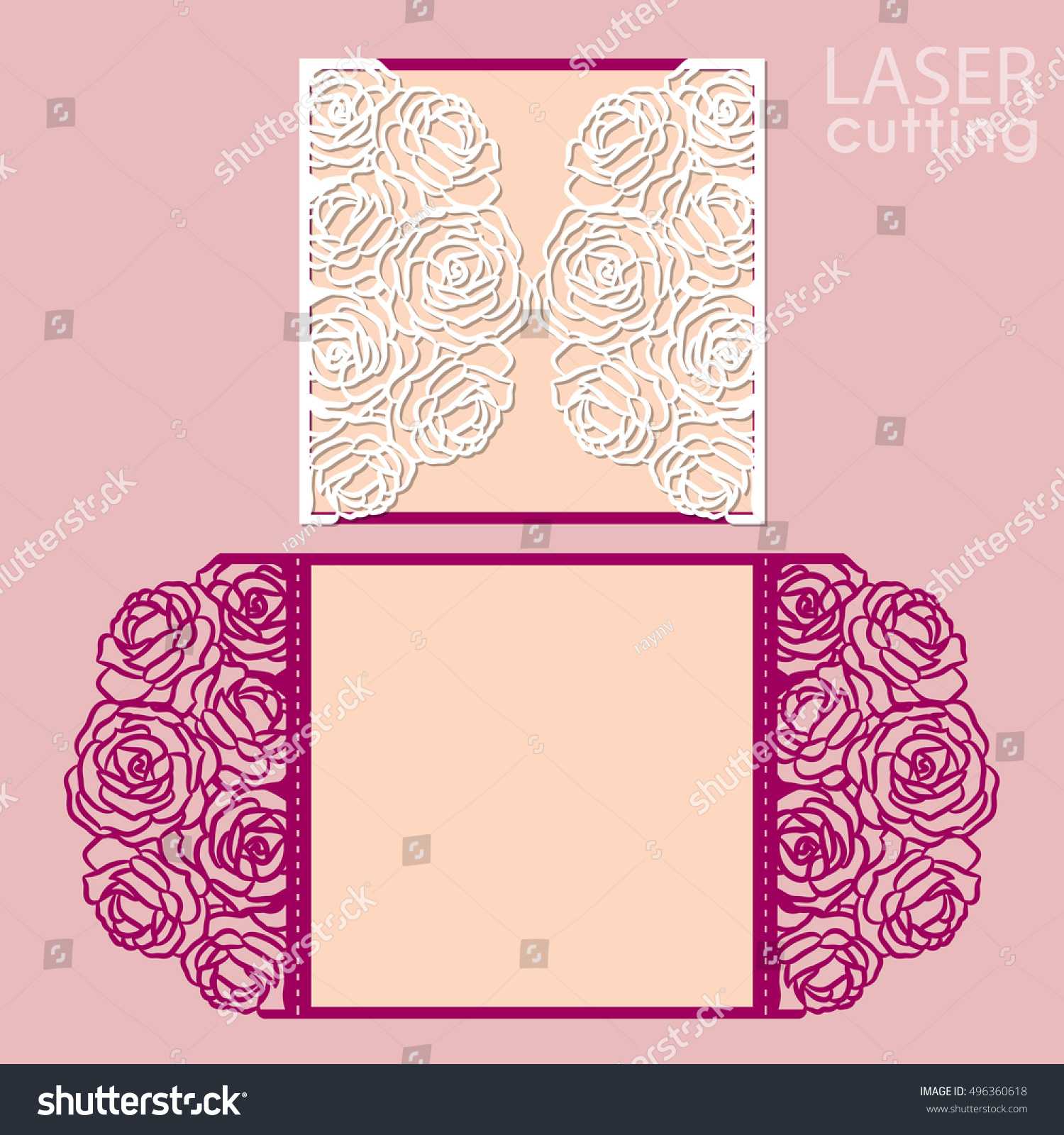 Laser Cut Wedding Invitation Card Template Stock Vector Throughout Fold Out Card Template