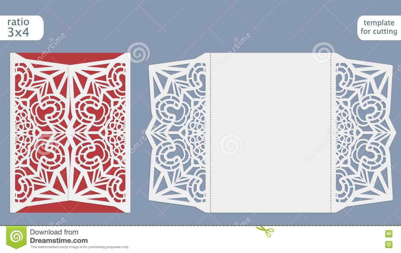 Laser Cut Wedding Invitation Card Template Vector. Die Cut Intended For Fold Out Card Template