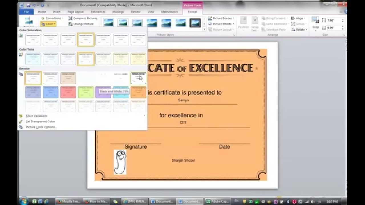 Lesson 2: Learning How To Make Certificate (Ms Word 2010) With Word 2013 Certificate Template