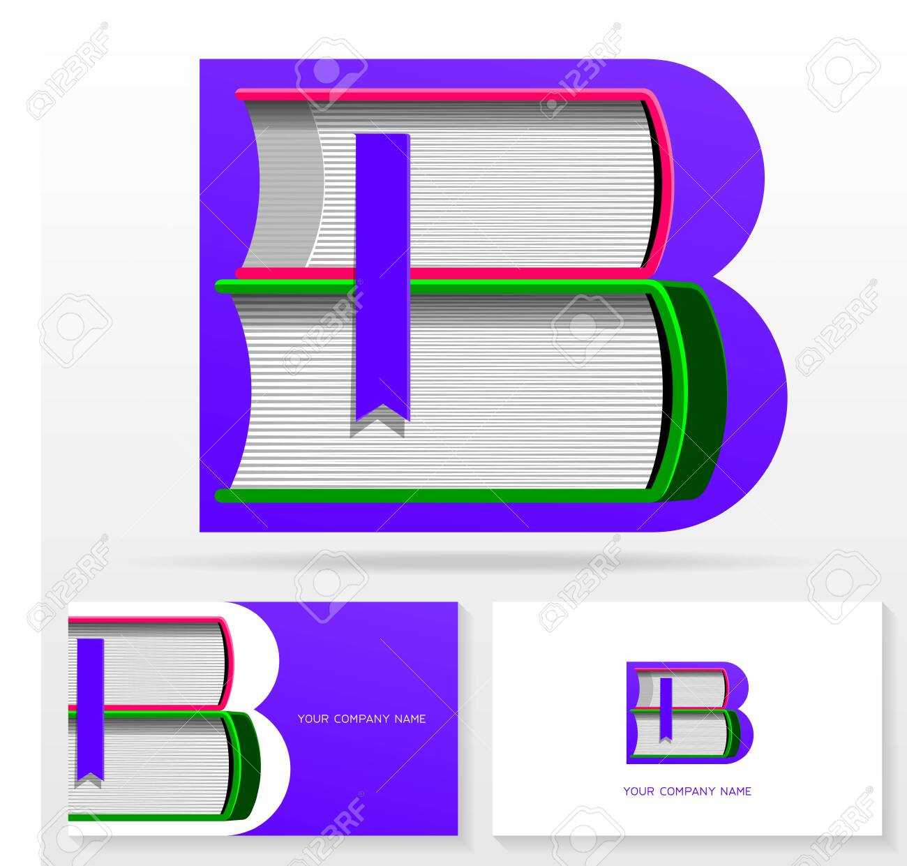 Letter B Logo Design Template. Letter B Made Of Books. Colorful.. Within Library Catalog Card Template