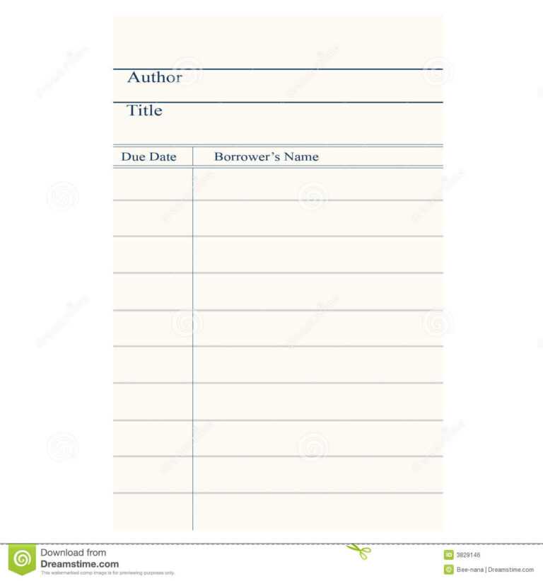 Library Card Clipart with Library Catalog Card Template Template